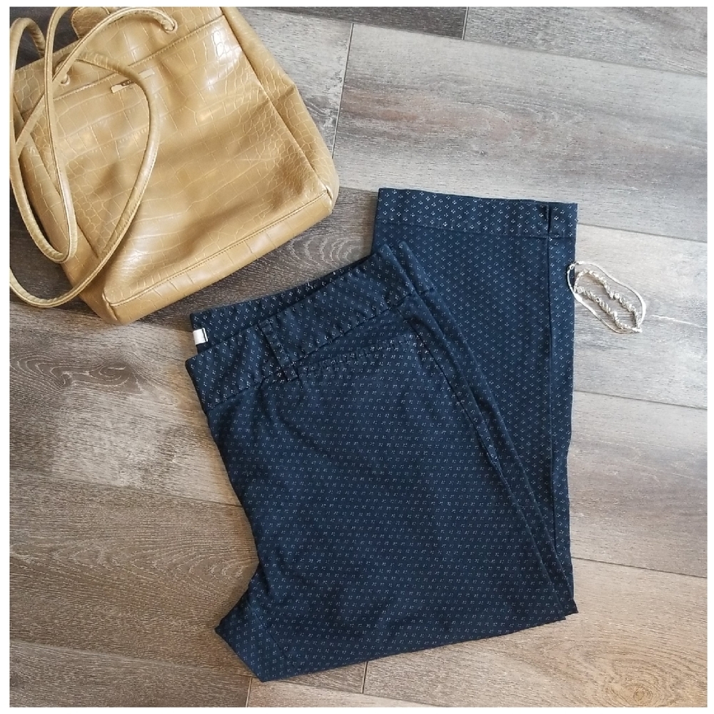 Loft Navy Blue with White Print Capris